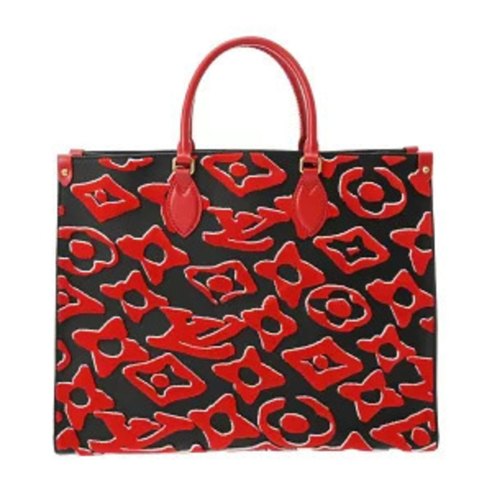 Louis Vuitton On The Go Black Red Monogram Tufted Tote Bag